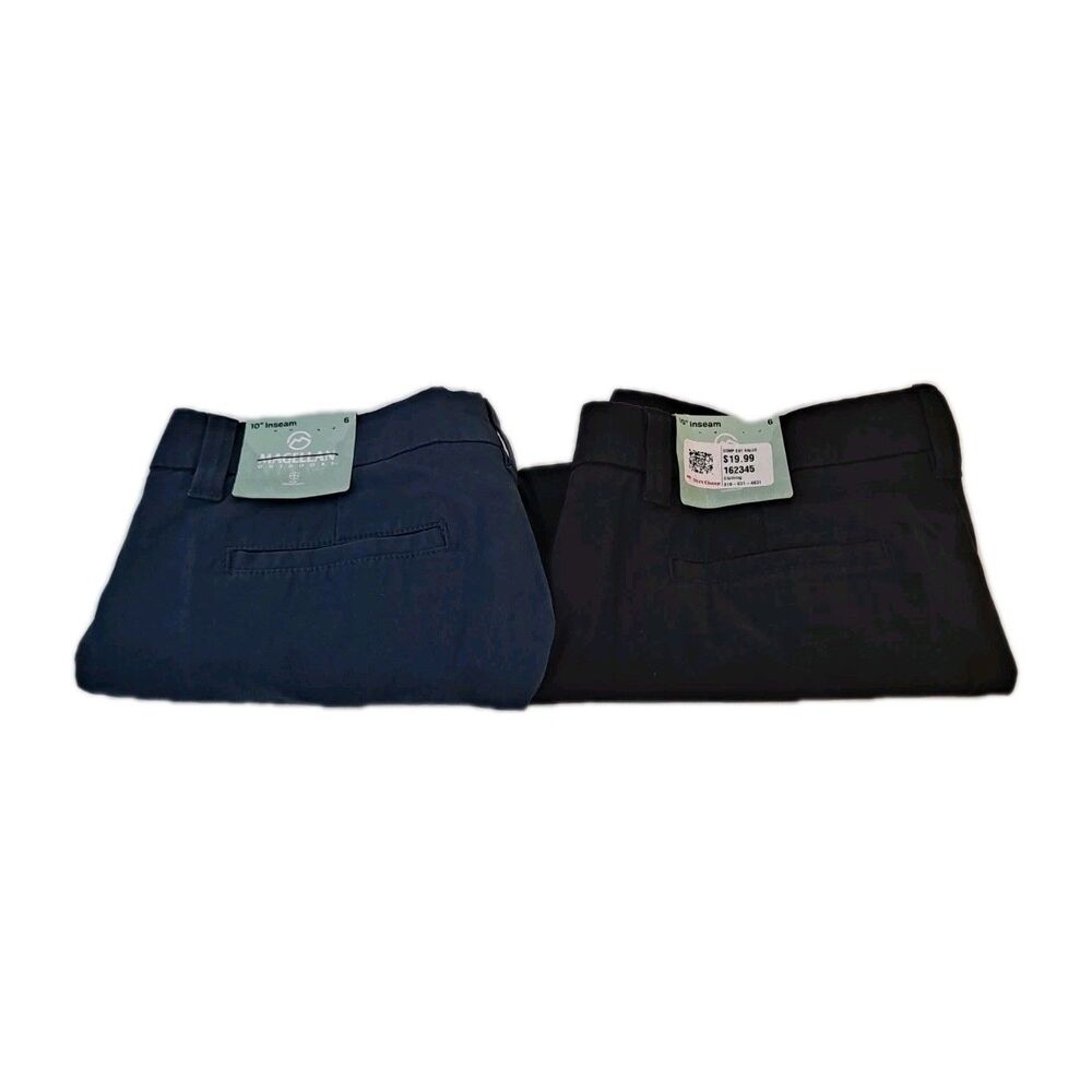 Magellan Outdoors Women's Sz 6 Happy Camper Bermuda Shorts Lot Of 2 Blue & Black